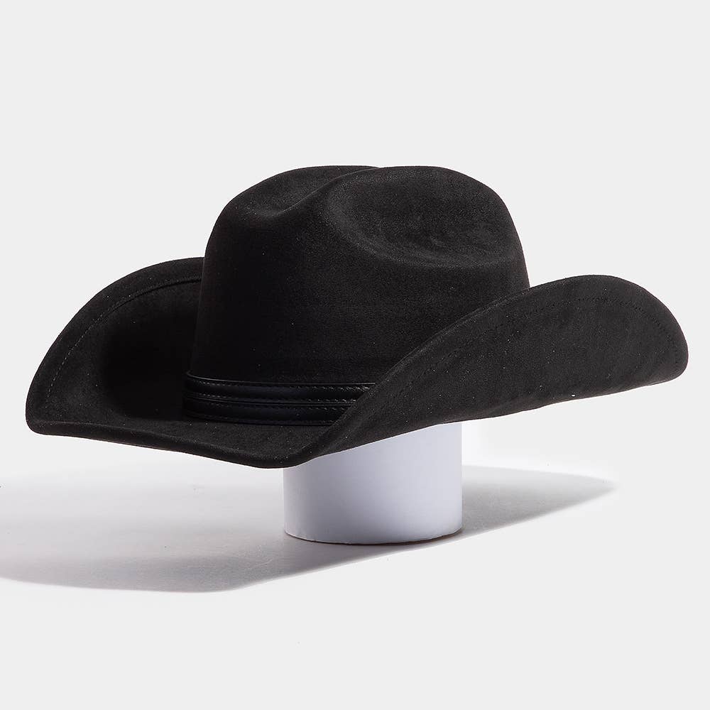Anarchy Street Double Belt Faux Suede Cowboy Hat – Br