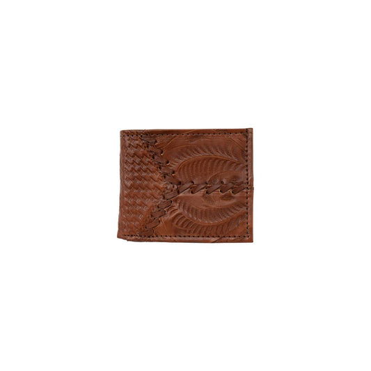 Men's Wallet with Stitching: Medium Brown / 100% Genuine Full Grain Leather
