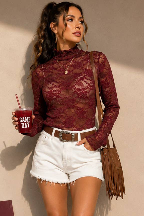 Timing Layer Me Lace High Neck Top