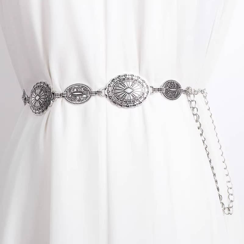 High-End Ethnic Style Vintage Metal Belt Chain: Golden / M