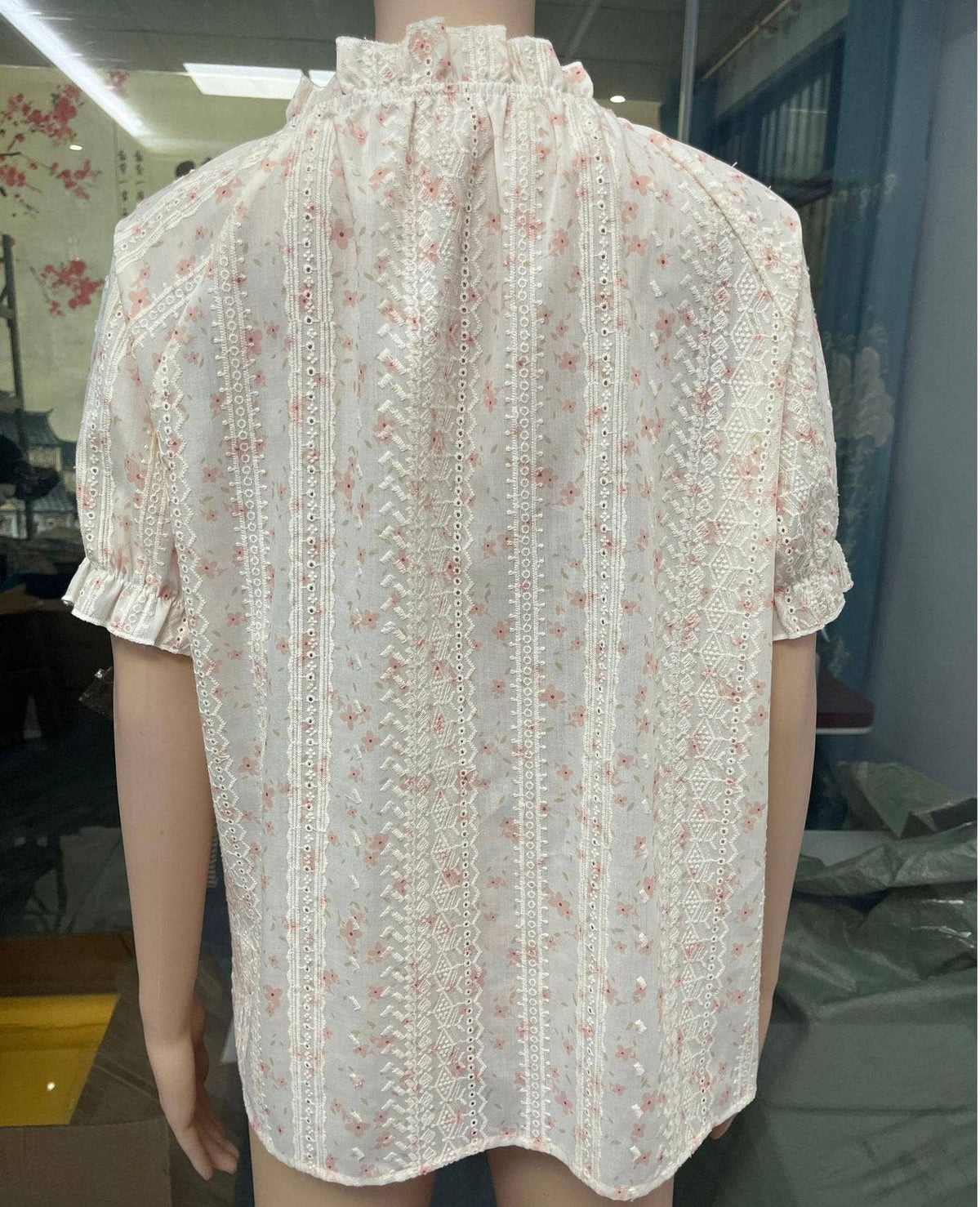 Boho short-sleeves ruffle floral blouse – Begie