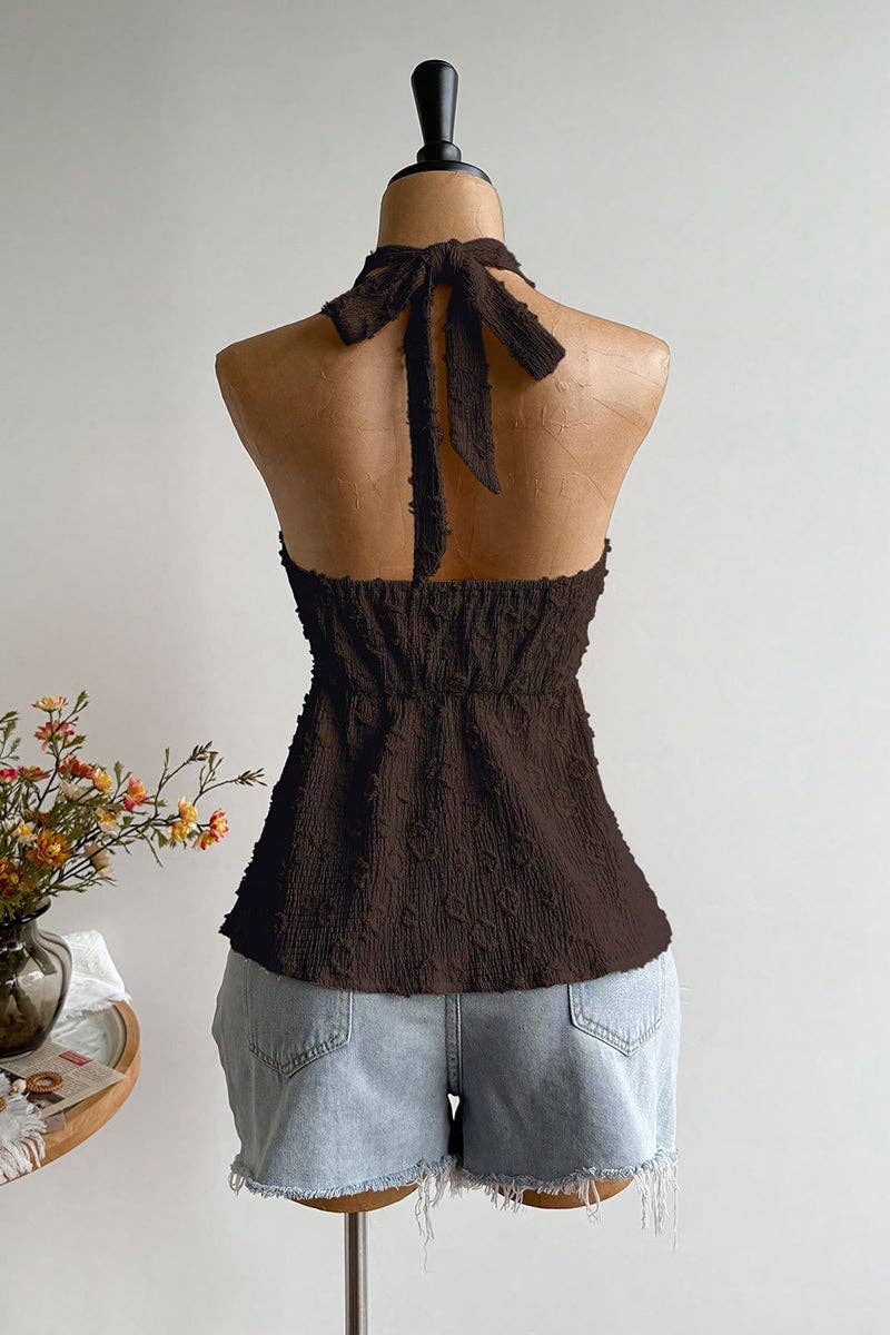 Soli Echo Halter Tie Back Floral Camisole Top – Wine