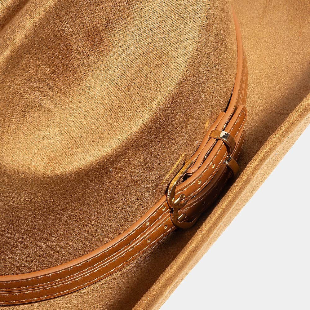 Anarchy Street Double Belt Faux Suede Cowboy Hat – Br