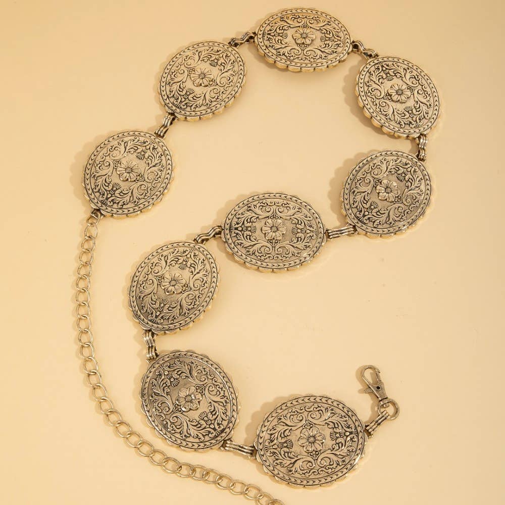 Floral Concho Western Chain Belt: S