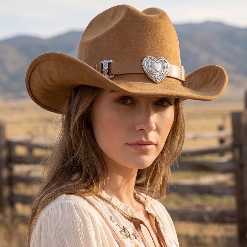Western Heart Buckle Cowboy Hat: BR