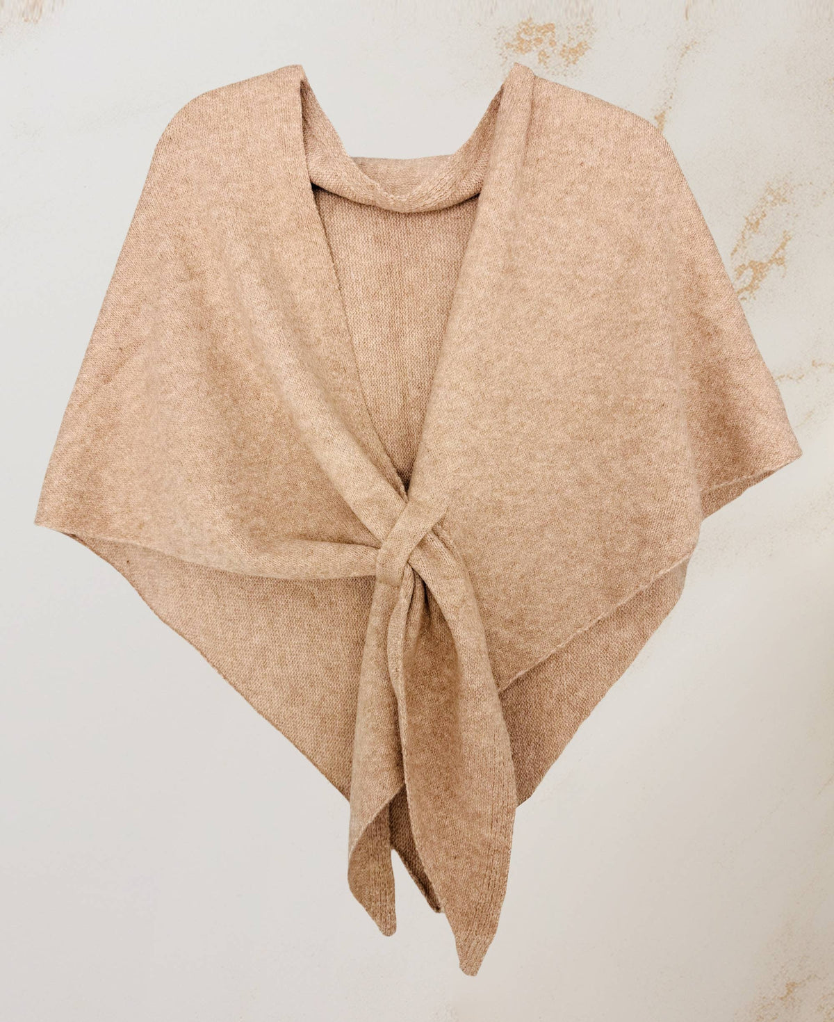 JC Sunny Fashion JC063345 Cashmere-Blend Knit Triangle Shawl with Cross-Front Design – Wine Red