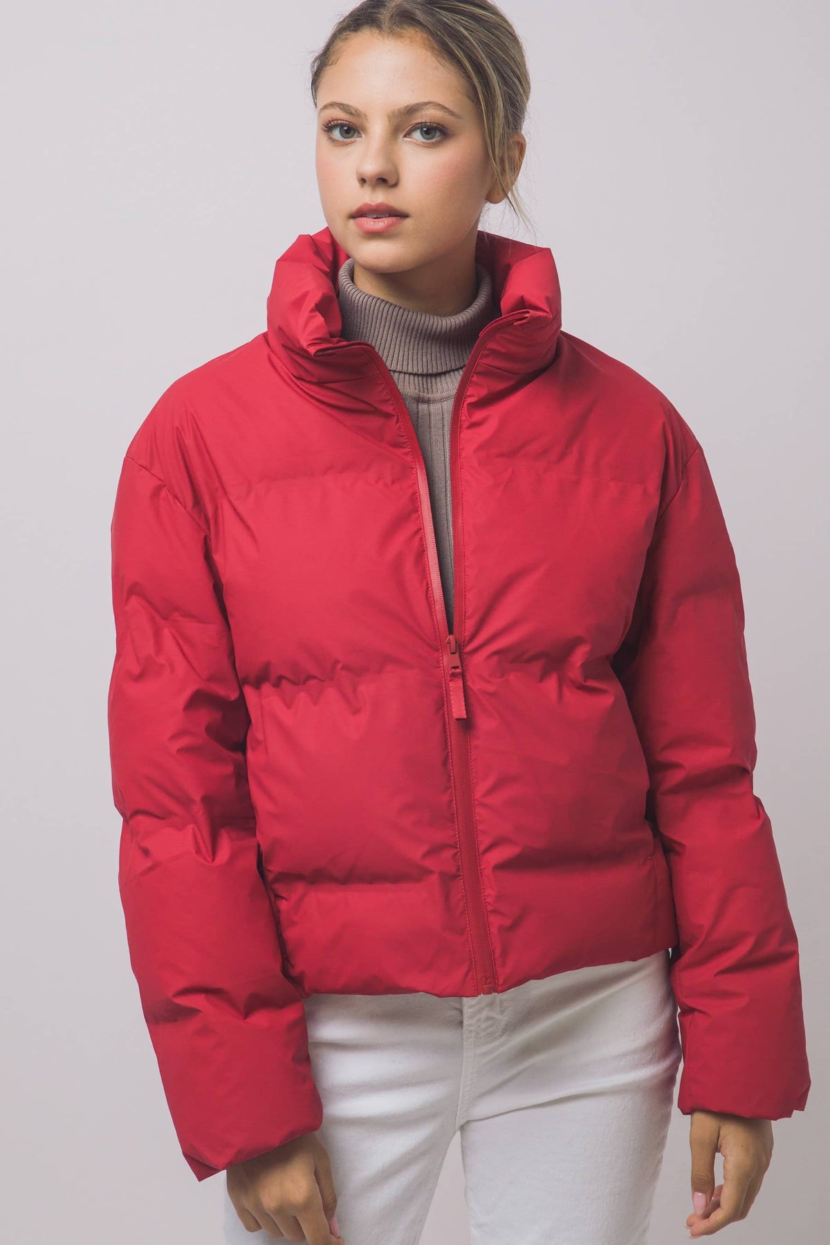 Peace Love Line Women's Zip-Front Puffer Jacket (PM6105) – Espresso