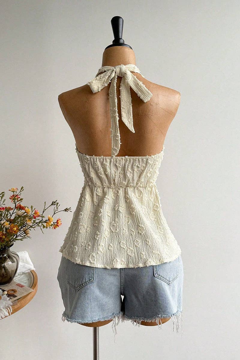 Soli Echo Halter Tie Back Floral Camisole Top – Wine