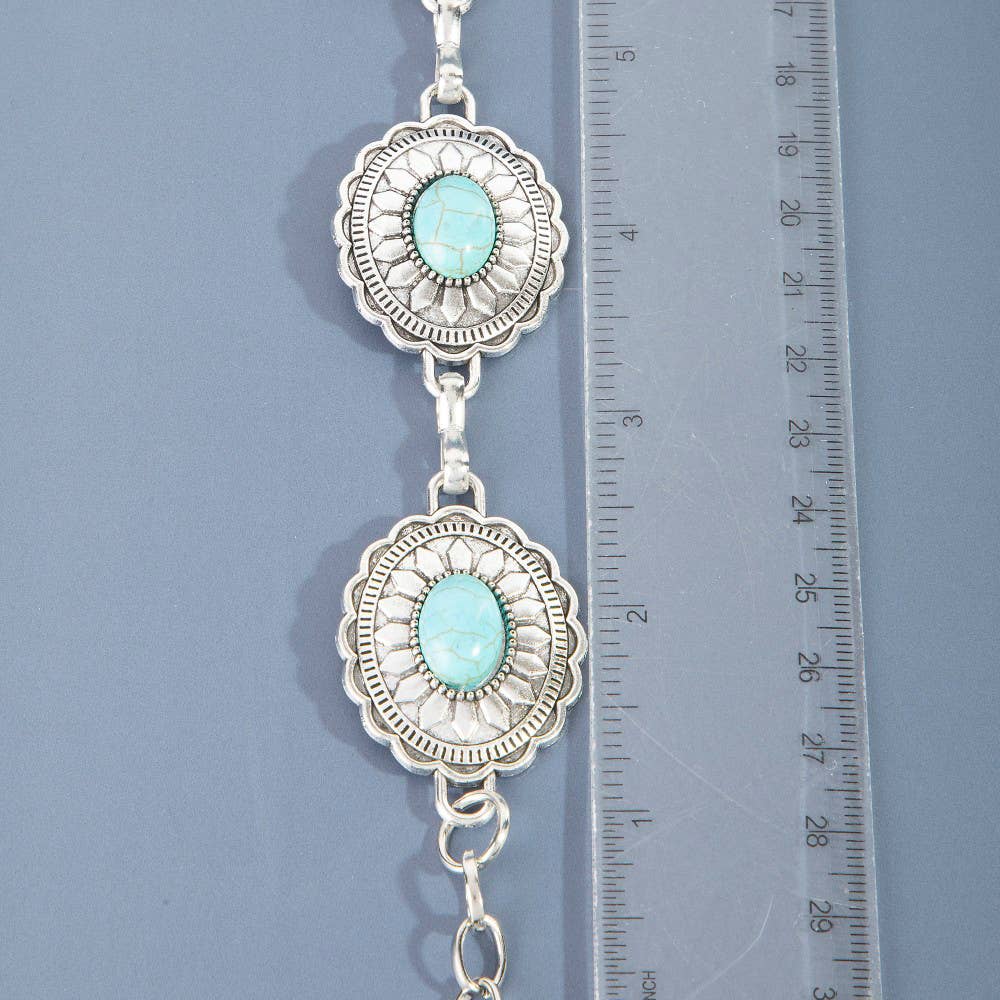 Anarchy Street Turquoise Stone Scalloped Concho Chain Belt – Ro