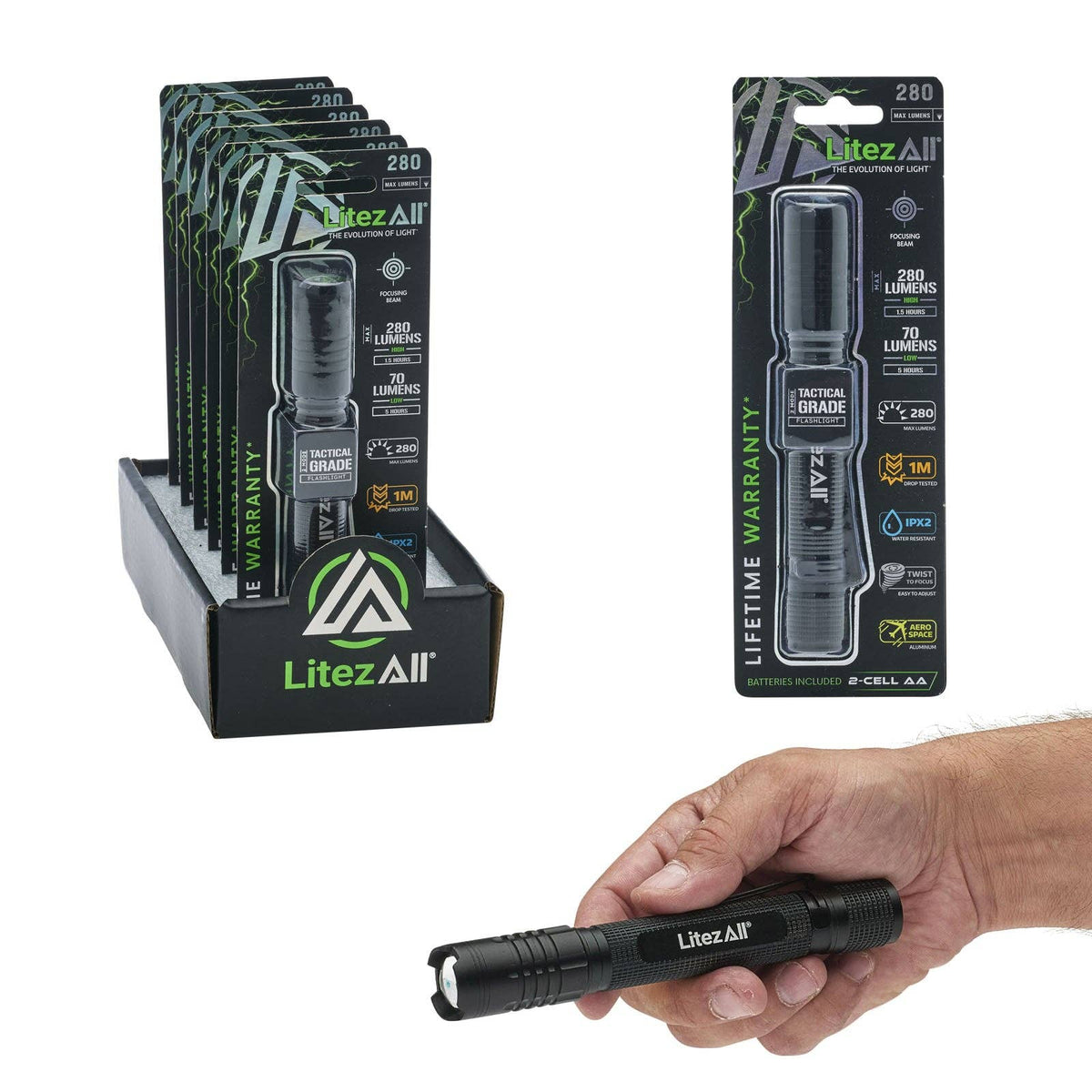LitezAll® 280 Lumen Tactical Flashlight