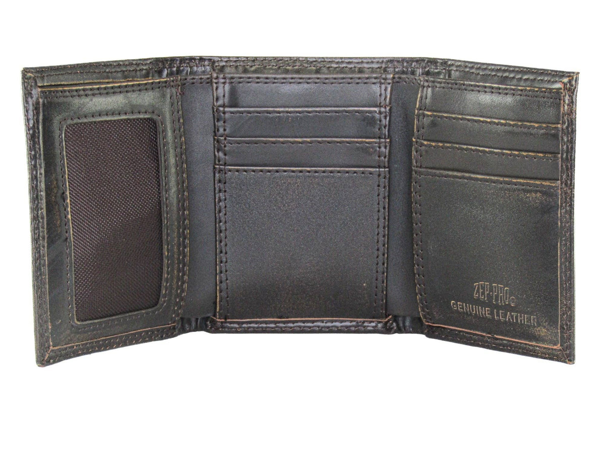 Zep-Pro Buck Burnished Leather Trifold Wallet