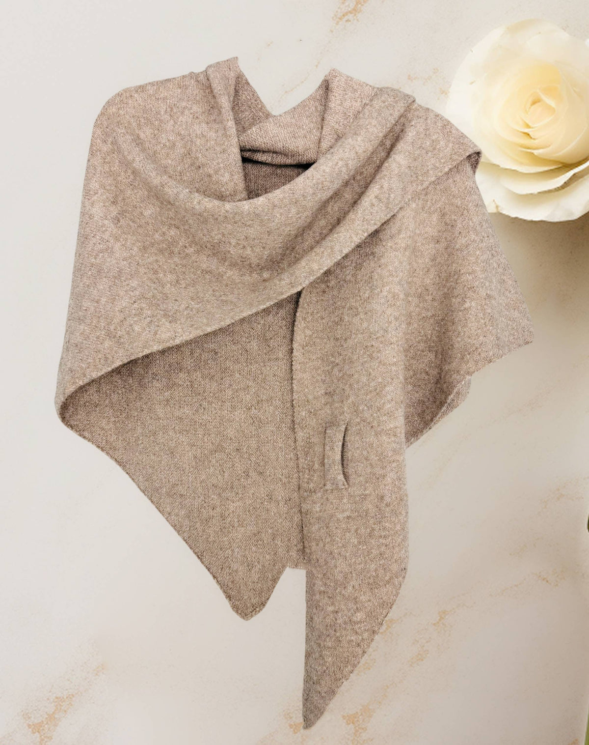 JC Sunny Fashion JC063345 Cashmere-Blend Knit Triangle Shawl with Cross-Front Design – Wine Red