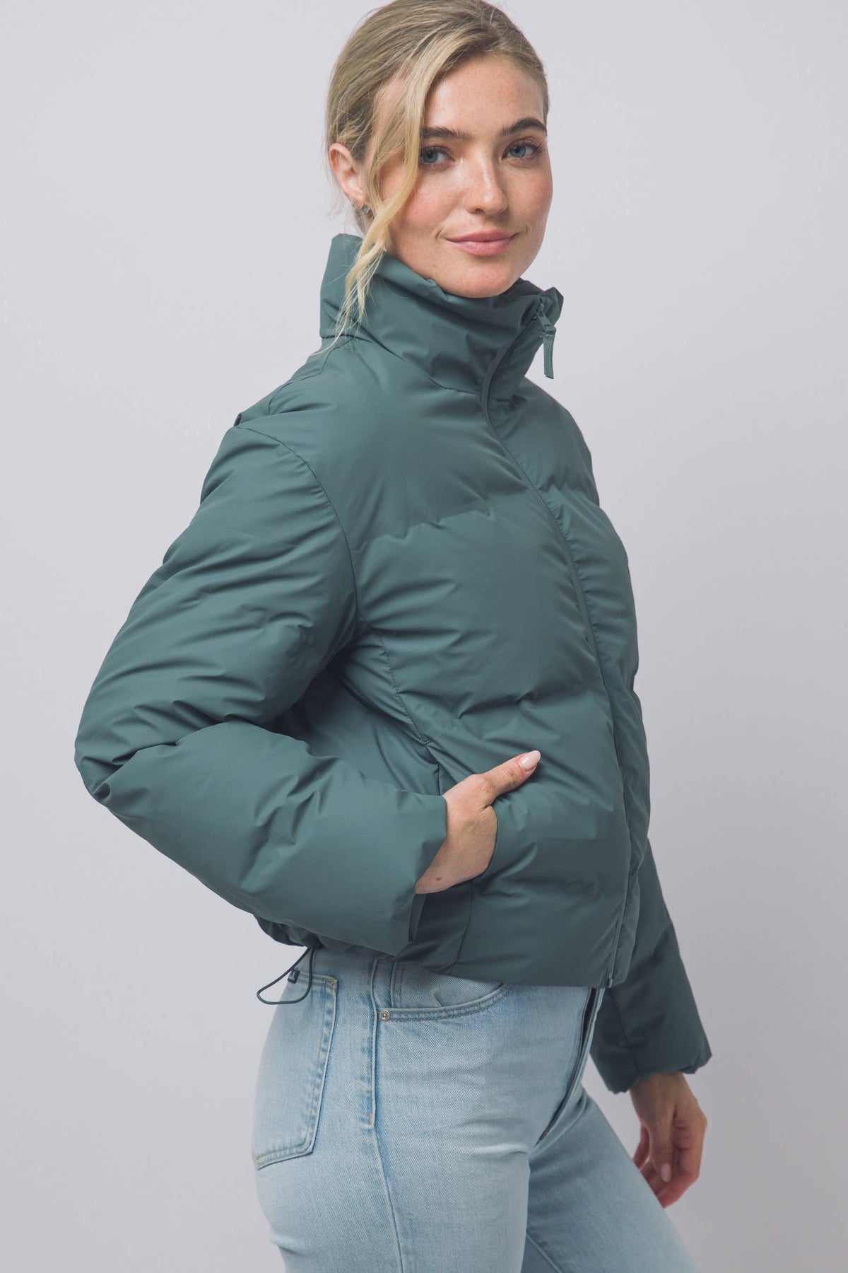 Peace Love Line Women's Zip-Front Puffer Jacket (PM6105) – Espresso
