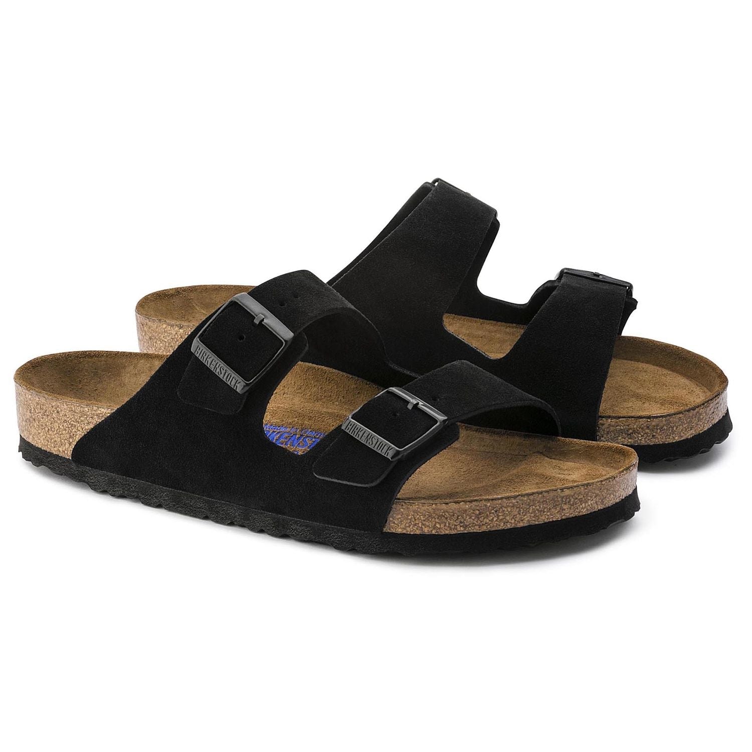 nan Birkenstock Arizona Soft Footbed Sandal Black Suede Leather, nan: 37, nan: R, nan: nan