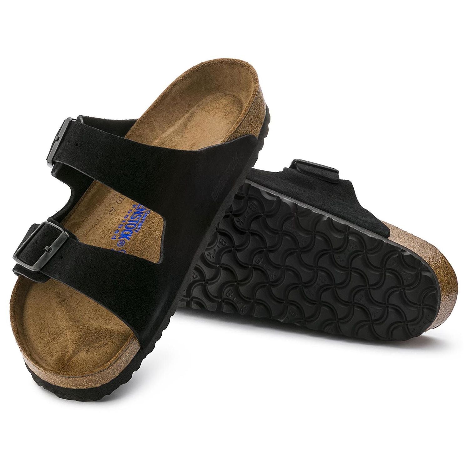 nan Birkenstock Arizona Soft Footbed Sandal Black Suede Leather, nan: 36, nan: R, nan: nan