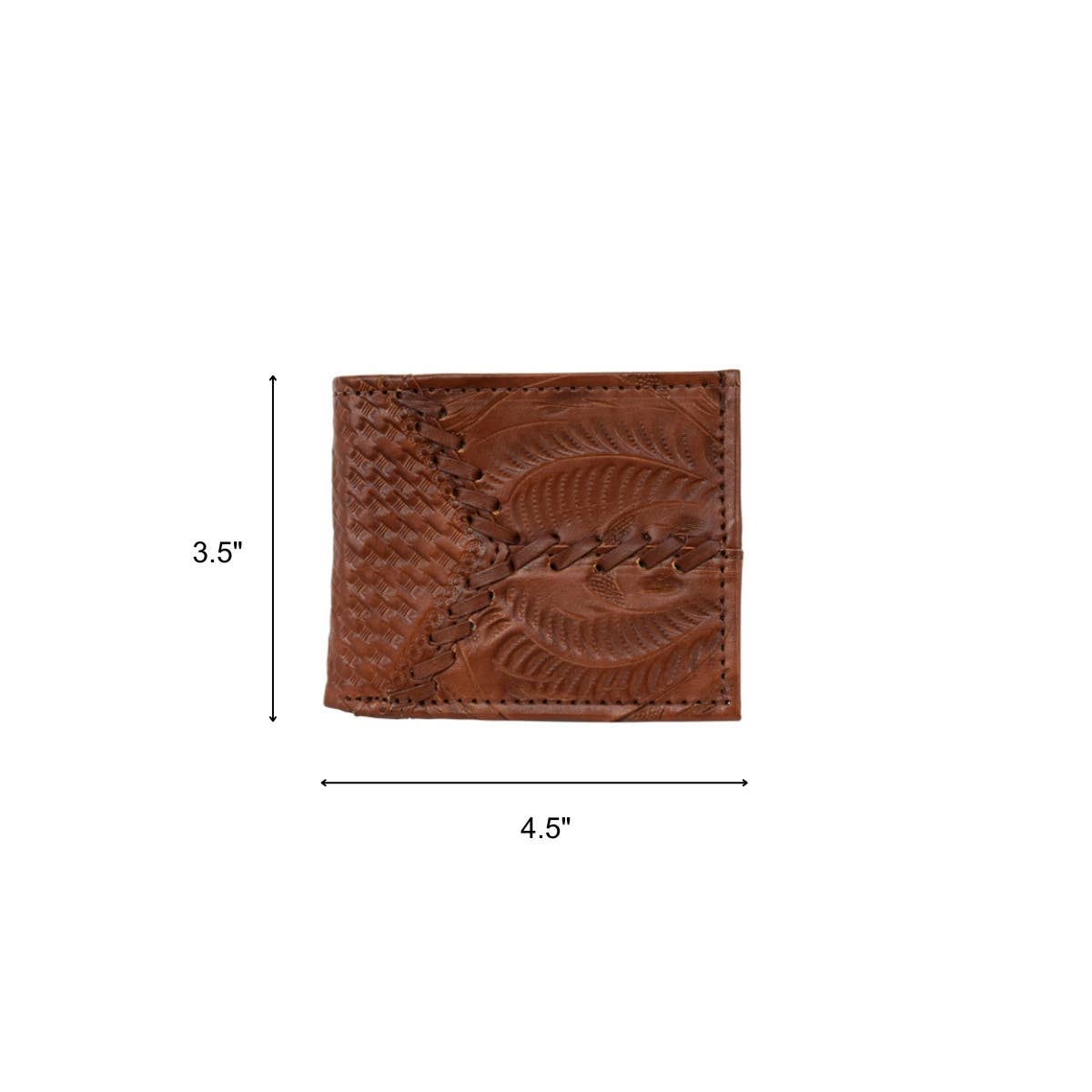 Men's Wallet with Stitching: Medium Brown / 100% Genuine Full Grain Leather