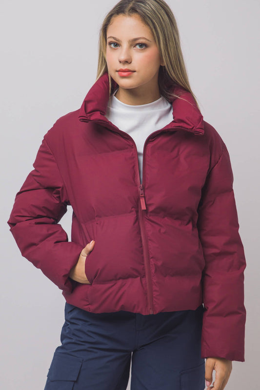 Peace Love Line Women's Zip-Front Puffer Jacket (PM6105) – Espresso