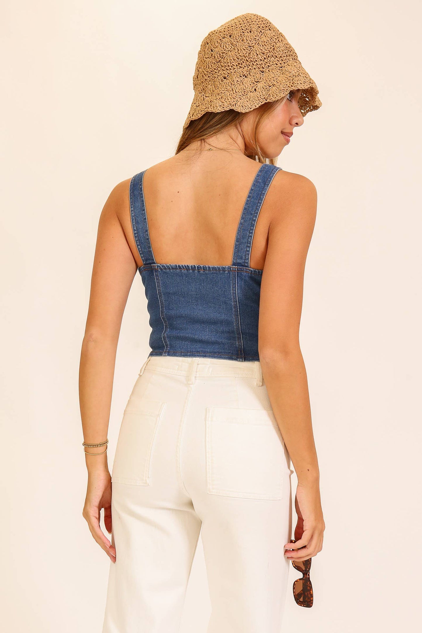 Timing Brand Women's Rodeo Romance Denim Corset Vest 2