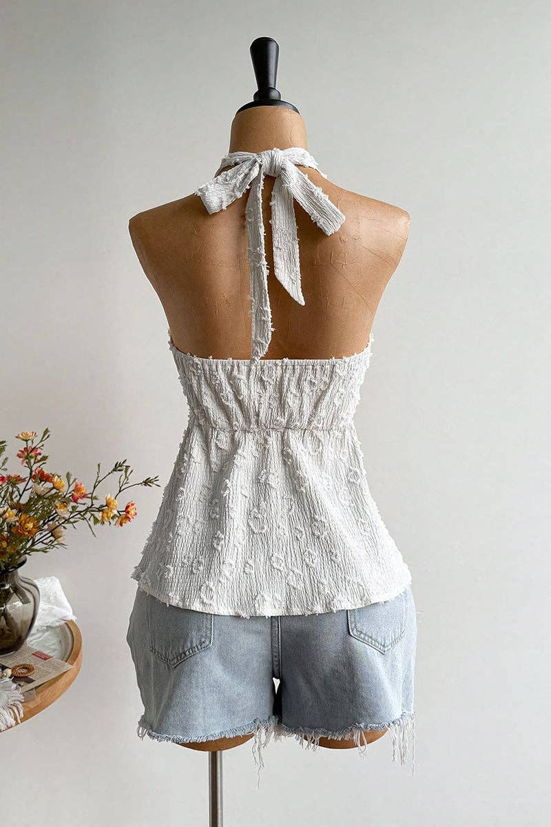 Soli Echo Halter Tie Back Floral Camisole Top – Wine