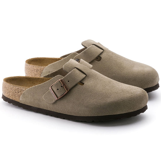 Birkenstock Birkenstock Boston Soft Footbed Unisex Clog Taupe Suede Leather, Size: 35, Width: R, nan: nan