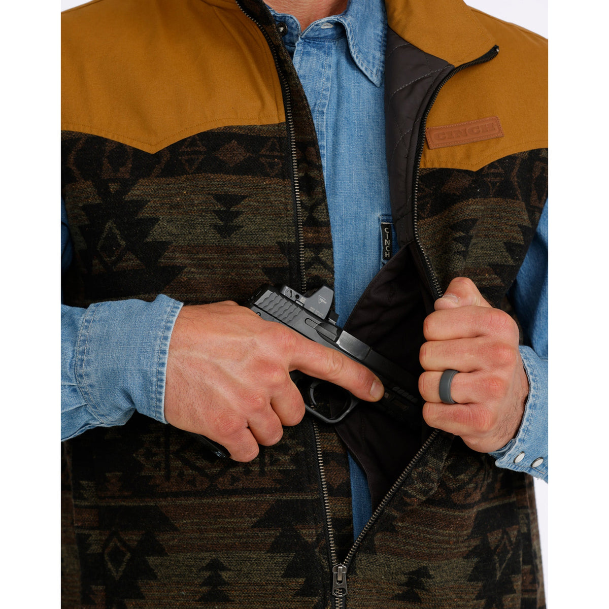 Cinch Men's Concealed Carry Jacquard Vest - Multi (MWV1941001) - view 2