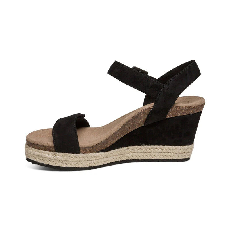 Aetrex Sydney Quarter Strap Espadrille Wedge
