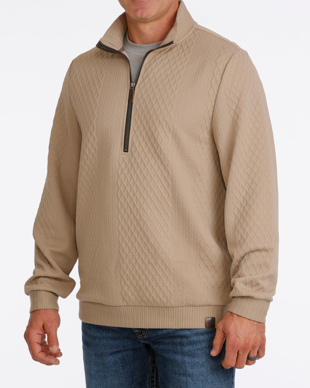 Cinch Men's Textured Half-Zip Pullover - Stone (MWK1957001) - view 3