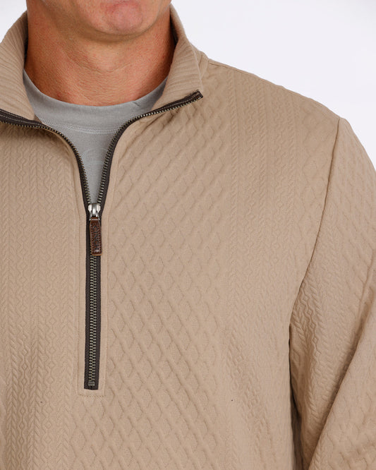 Cinch Men's Textured Half-Zip Pullover - Stone (MWK1957001) - view 2