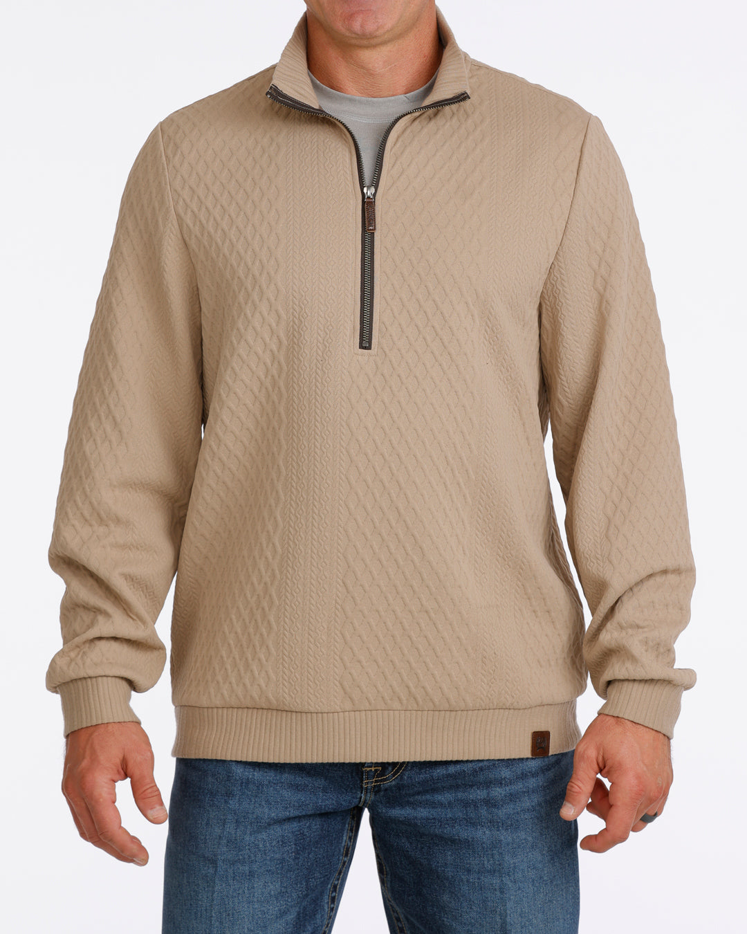 Cinch Men's Textured Half-Zip Pullover - Stone (MWK1957001) - view 1