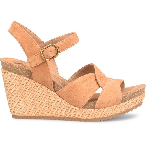 nan Sofft Wmns Clarissa Platform Leather Sandal Luggage, nan: 8, nan: nan, nan: nan