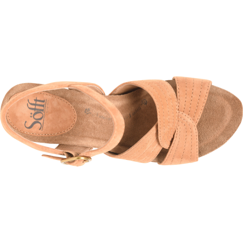 nan Sofft Wmns Clarissa Platform Leather Sandal Luggage, nan: 7, nan: nan, nan: nan