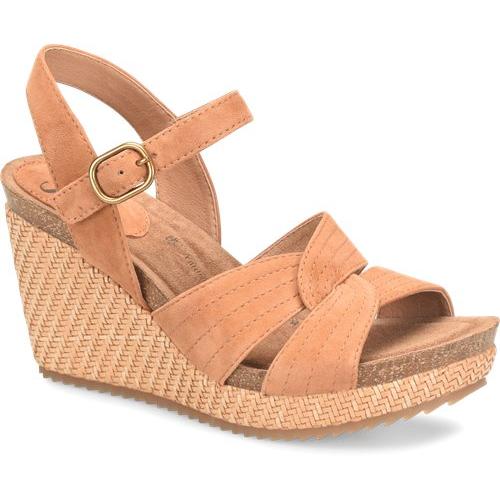 Sofft Sofft Wmns Clarissa Platform Leather Sandal Luggage, Size: 6, nan: nan, nan: nan