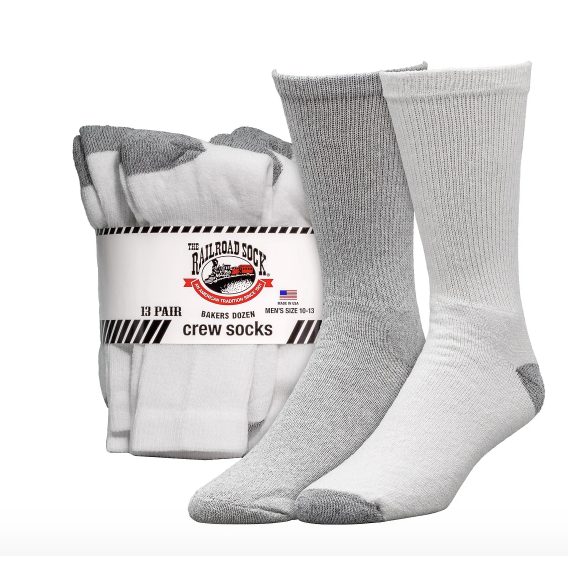 Railroad Sock Company Railroad Sock Company Men's Standard Crew Socks Bakers Dozen 13 Pack White, Title: Default Title, nan: nan, nan: nan