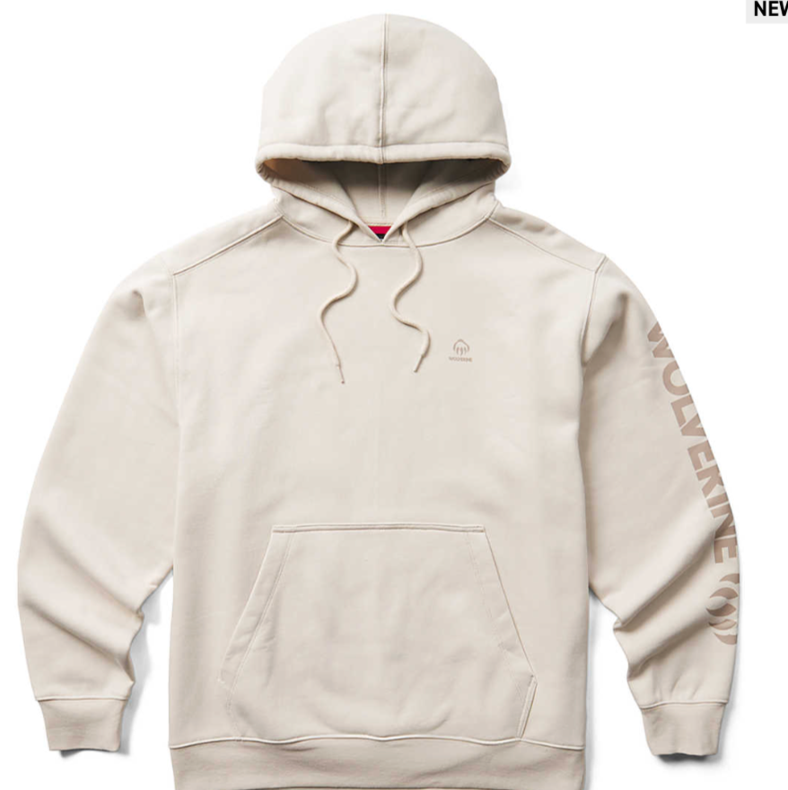 Wolverine Wolverine Men's Midweight Graphic Hoody Stone/Silver Logo, Size: XXL, nan: nan, nan: nan