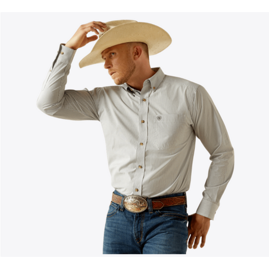 Ariat Ariat Men's Pro Series Dayne Mini Stripe Long Sleeve Shirt, SIZE: XS, nan: nan, nan: nan