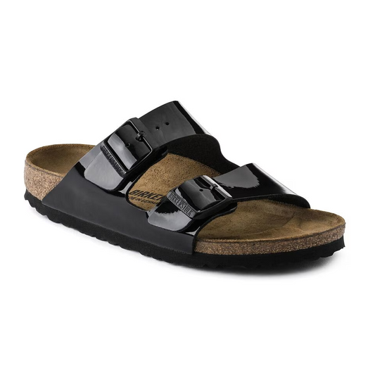 Birkenstock Birkenstock Arizona 2 Strap Sandal Black Patent Birko Flor, Size: 36, Width: N, nan: nan