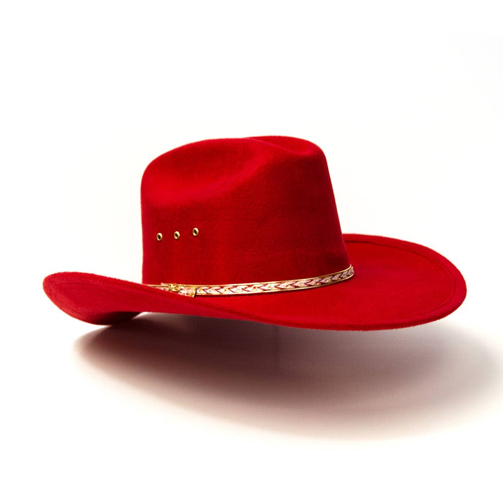 Red Felt Finish Western Cattleman Hat: K