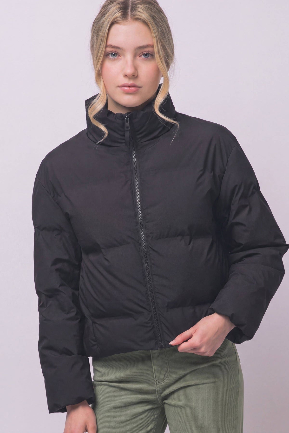 Peace Love Line Women's Zip-Front Puffer Jacket (PM6105) – Espresso