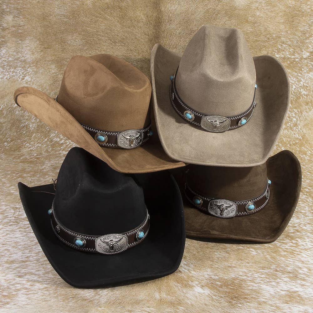 Anarchy Street Western Cowboy Hat With Longhorn Buckle Concho – Lbr