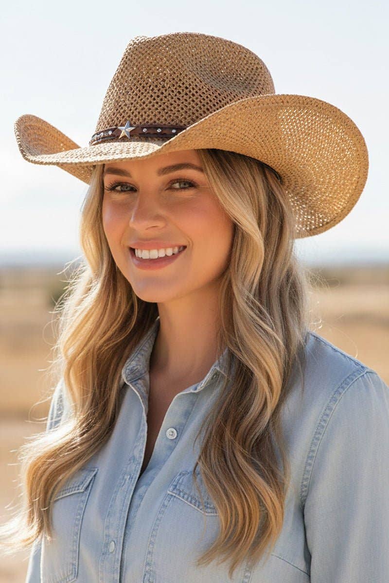 Midnight Rodeo Taupe Straw Cowgirl Hat
