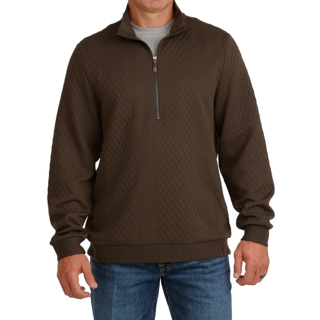 Cinch Men's Cable Knit Half-Zip Pullover - Brown (MWK1957002) - view 1