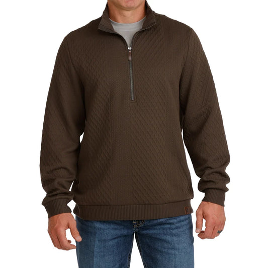 Cinch Men's Cable Knit Half-Zip Pullover - Brown (MWK1957002) - view 1