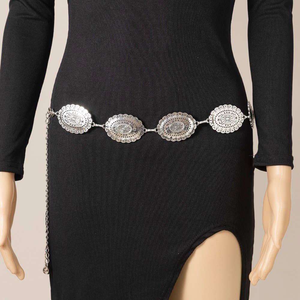 Oval Western Concho Disc Chain Belt: G