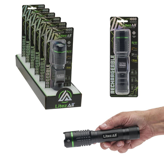 LitezAll LitezAll Thin Rechargeable 1000 Lumen Tactical Flashlight, Title: Default Title, nan: nan, nan: nan