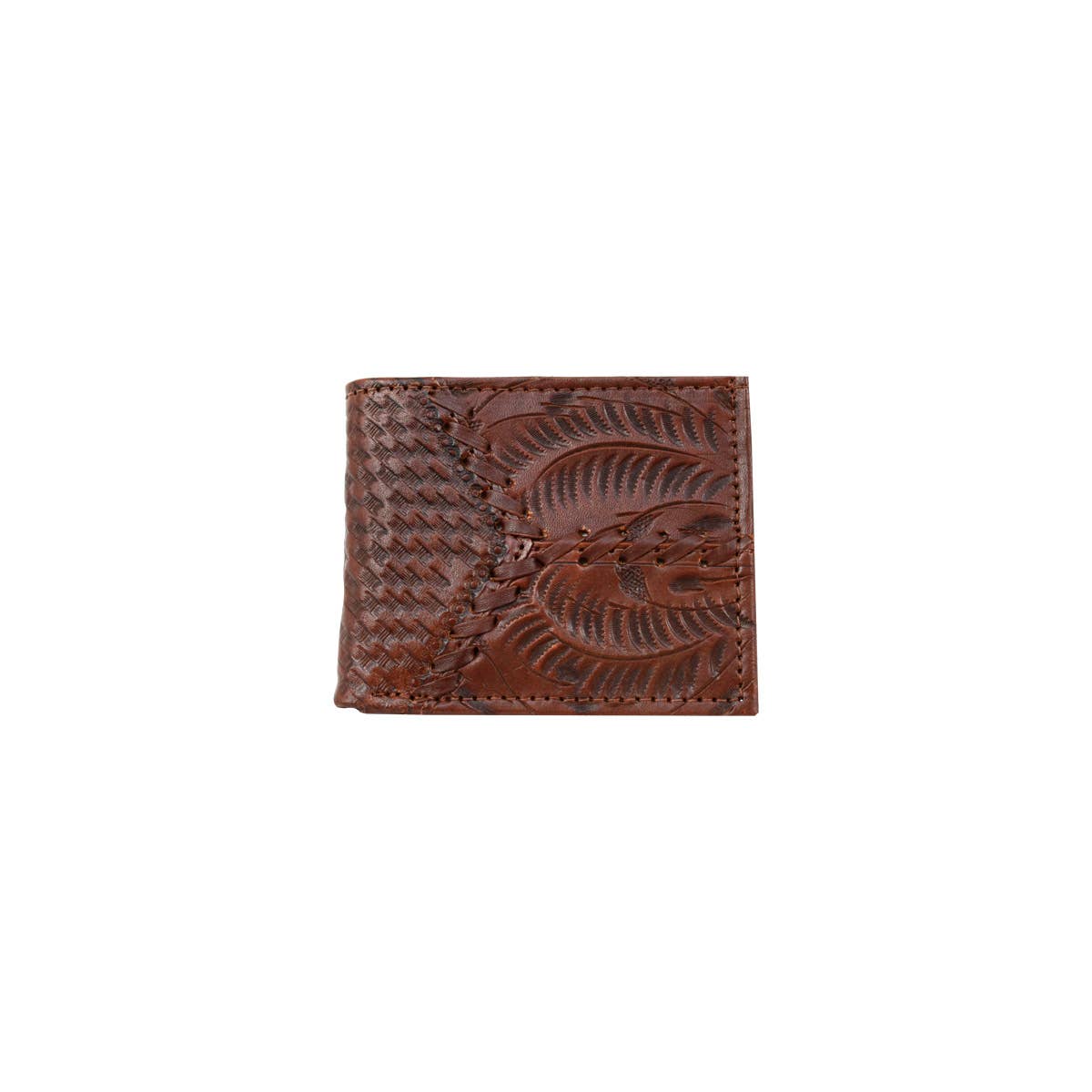 Men's Wallet with Stitching: Medium Brown / 100% Genuine Full Grain Leather
