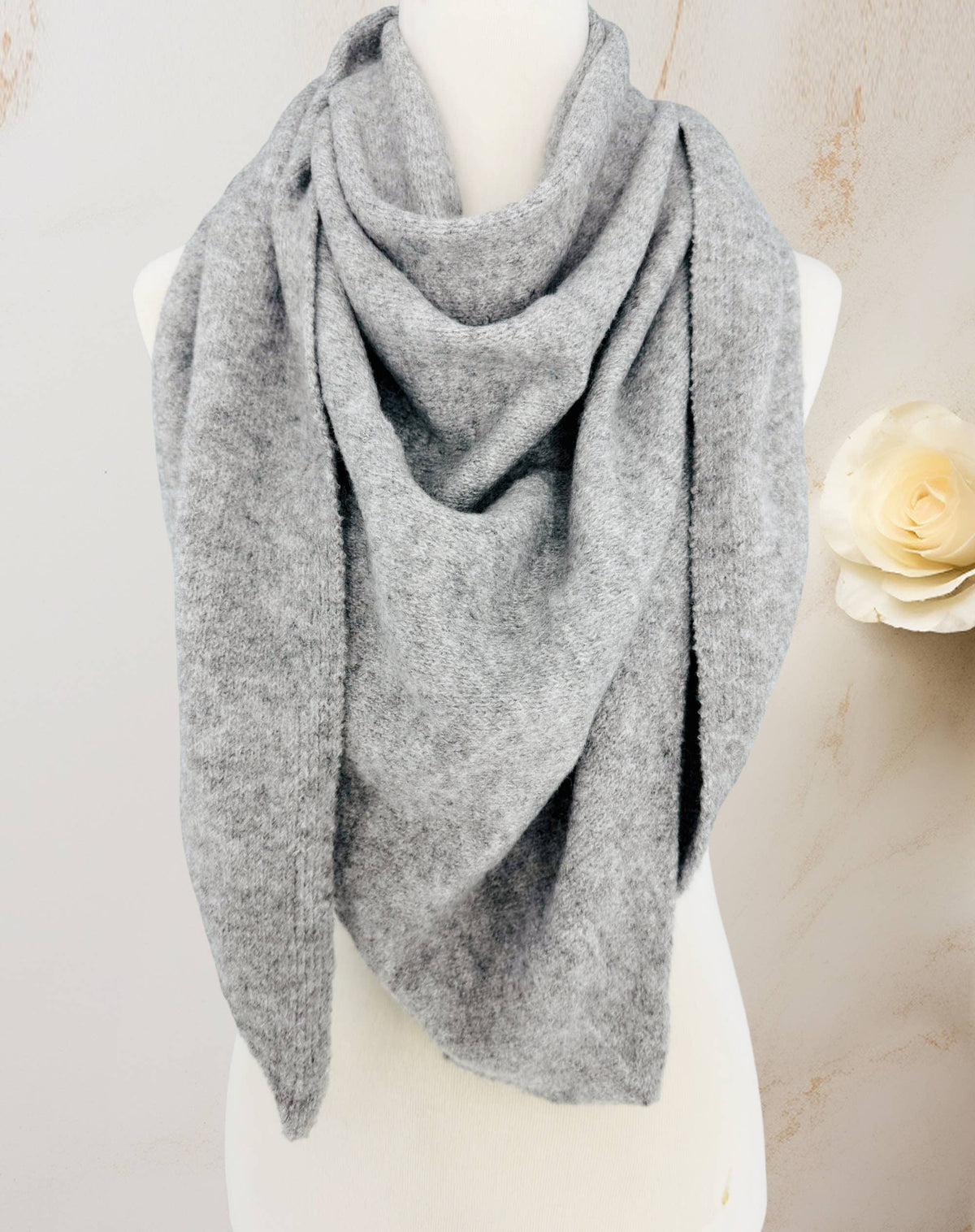 JC Sunny Fashion JC063345 Cashmere-Blend Knit Triangle Shawl with Cross-Front Design – Wine Red