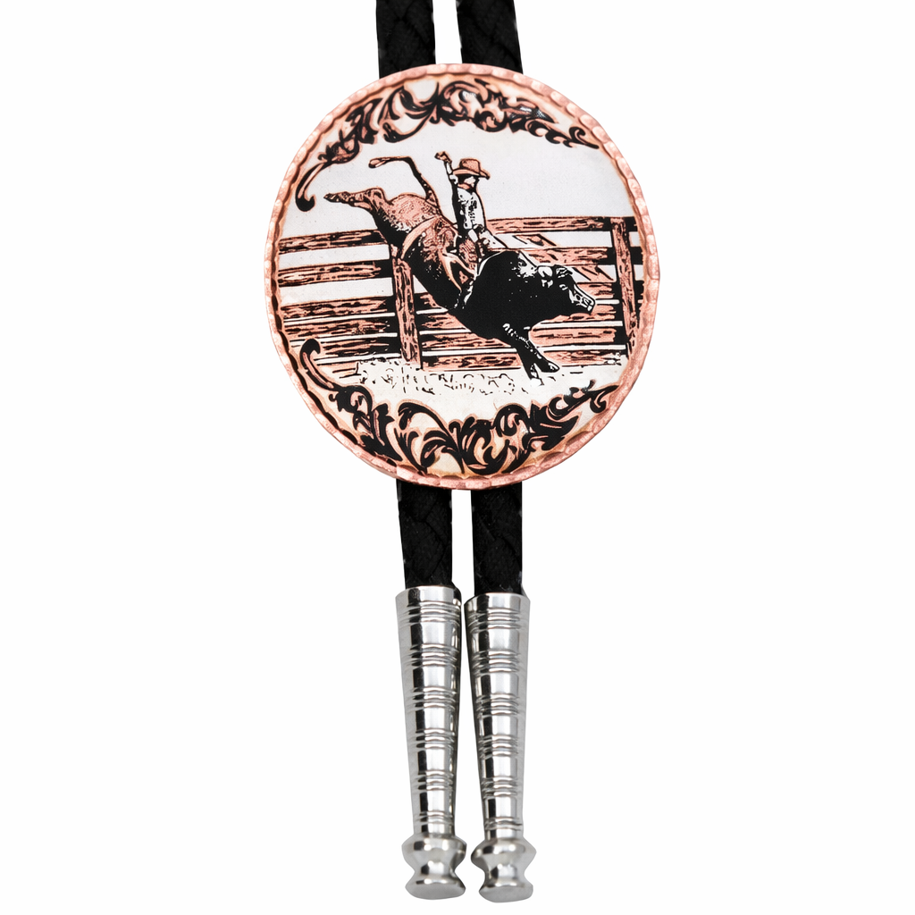COPPER ARTS INC. BT 91 Western Rodeo Bull Riding Bolo Ties