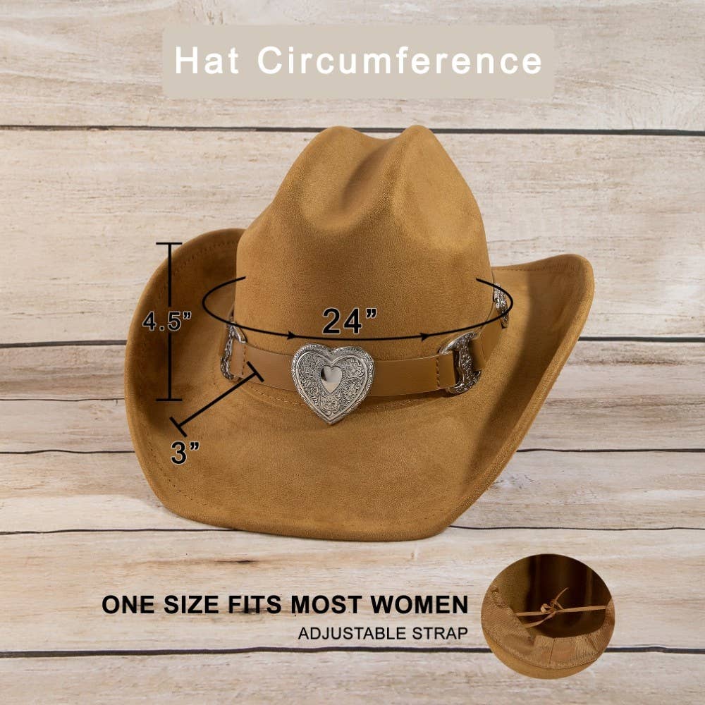 Western Heart Buckle Cowboy Hat: BR