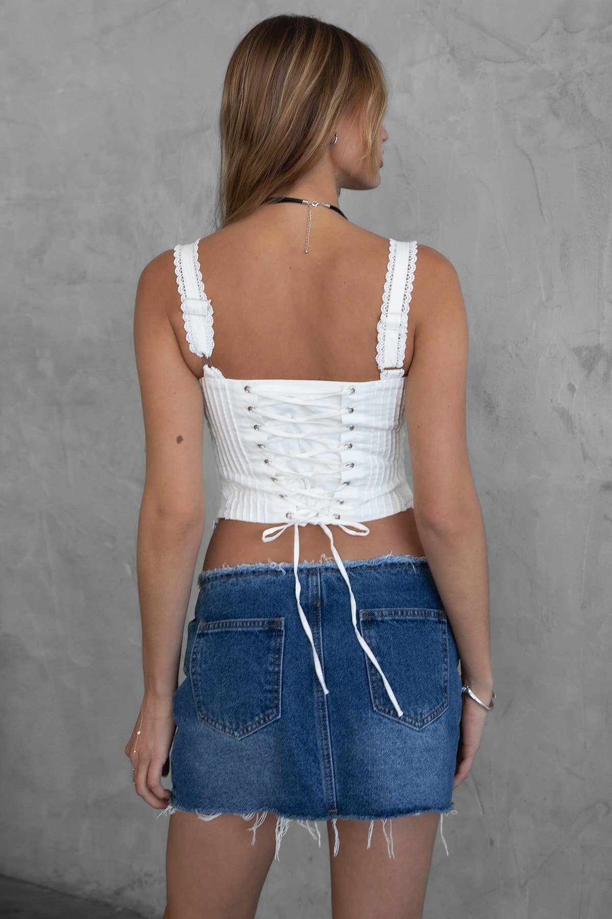 TICTOC TILLA Sweetheart Neckline with Lace Trim Milkmaid Corset Top – Brown
