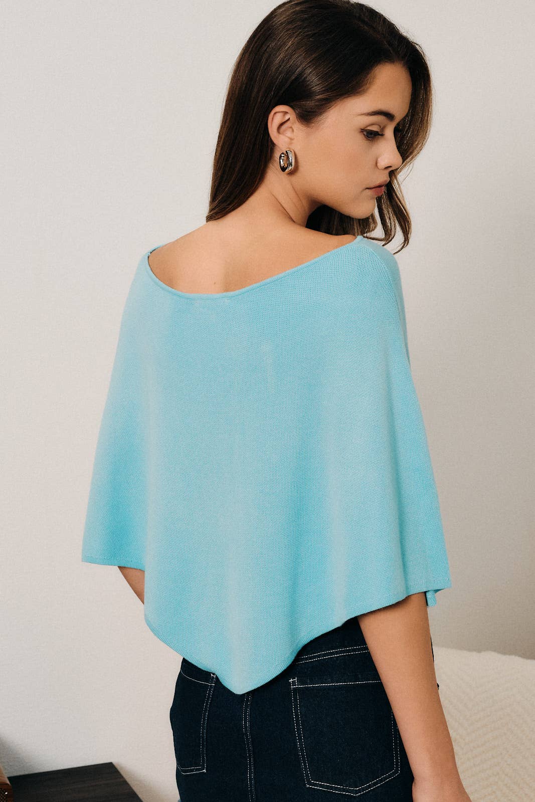 Sunday Edition by LE LIS Slouchy Boat Neck Knit Pullover Poncho Top